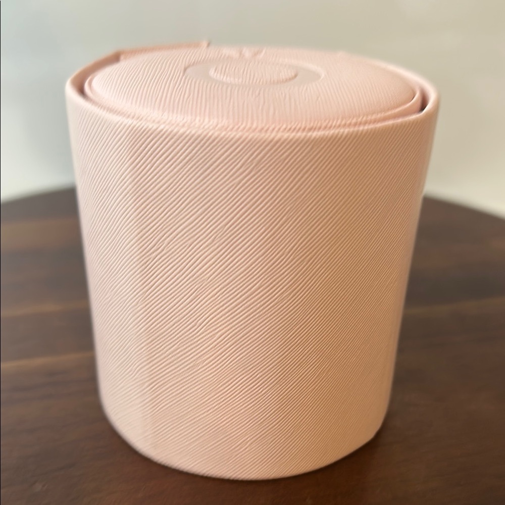 Pandora Blush Pink Circle Travel Jewelry Case Accordion Slide Open